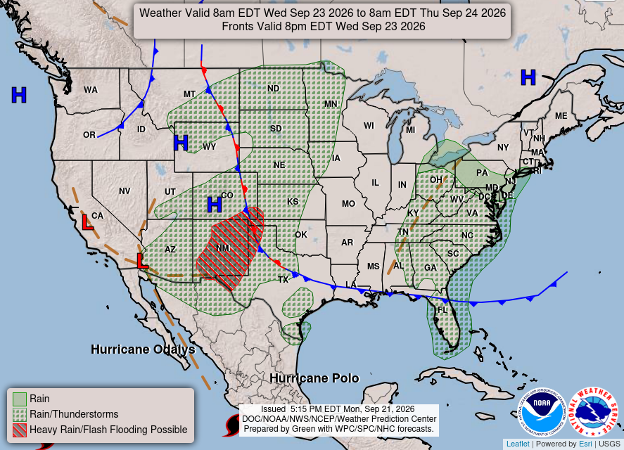 NOAA Weather Prediction Center national forecast for day three